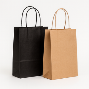 Bolsas de Compra de Papel Kraft con Logotipo Personalizado al por Mayor, Bolsas de Embalaje de Regalo Marrones, Blancas y Negras para Ropa y Zapatos - Product Image 3