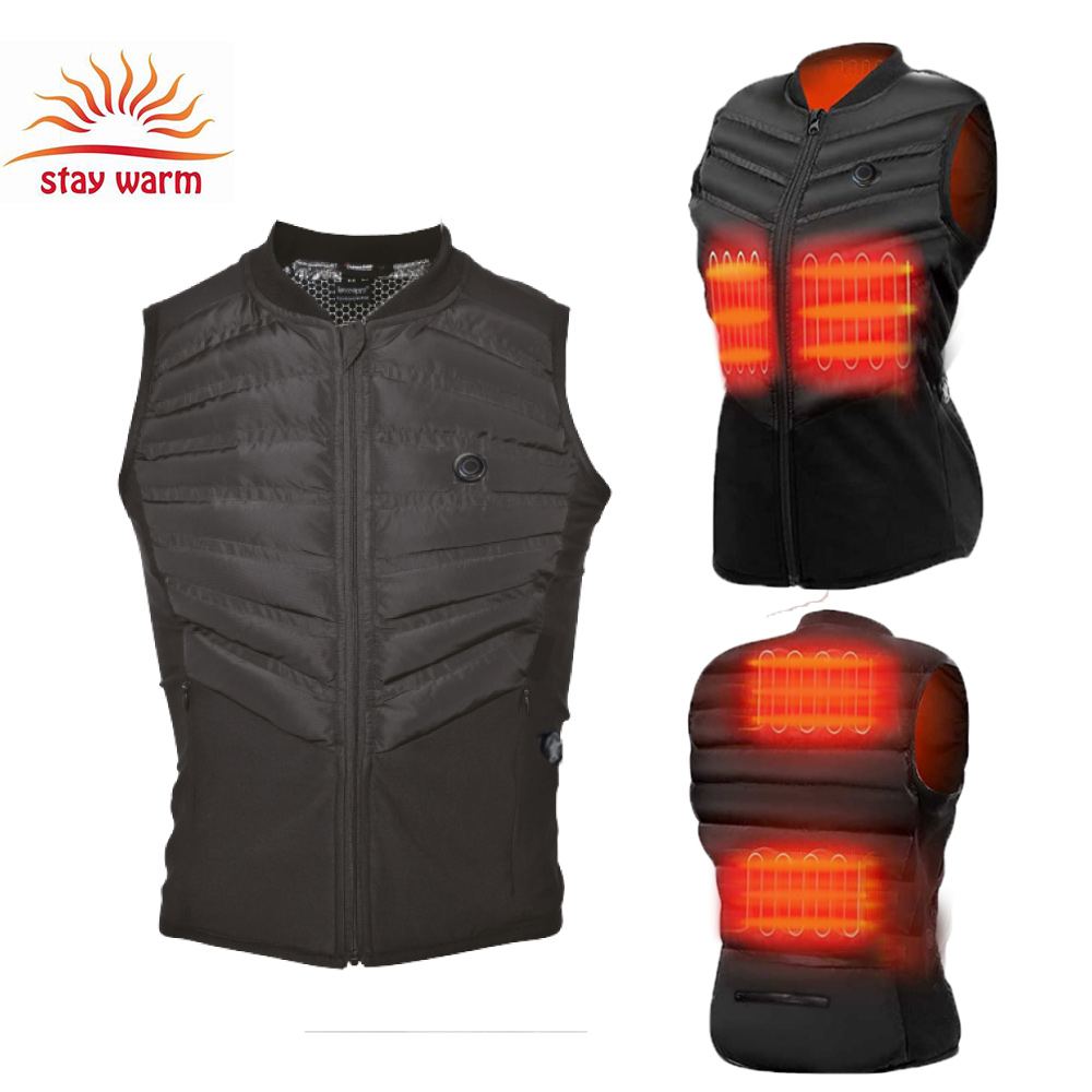 Winter Mens Running Heated Gilet 4pcs Carbon Fiber Heating Pads 5V USB Heated Clothing