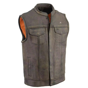 Men's Genuine <b>Leather</b> Vest <b>Sleeveless</b> Motorcycle Adults Custom Wholesale ODM Biker <b>Jacket</b> Vintage Casual Premium Outerwear 2026 - Product Image 5