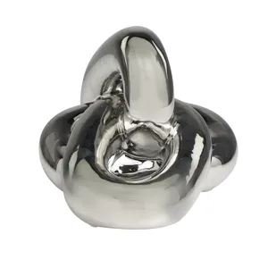 Modern <b>Silver</b> Plated Stainless Steel Sculpture Irregular Shape Gravure <b>Printed</b> 10.55x6.2 Inch Home Tabletop Decoration ZAHID - Product Image 3