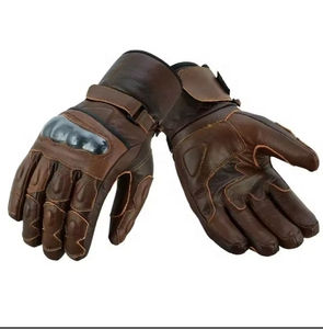 Gants de moto d'hiver grande taille en cuir respirant coupe-vent pour motocross vintage avec protection des phalanges pour une conduite sécurisée - Product Image 1