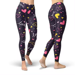 Women's High Waist Printed Leggings Red Lips Pattern Skinny Fit Full Length Elastic Waist <b>Stretchy</b> Spandex Polyester Pants - Product Image 4