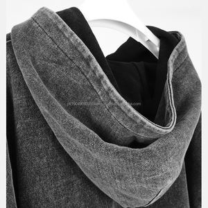 Sweat à capuche délavé sur mesure sweat à manches longues de luxe pour hommes sweat à capuche surdimensionné vintage délavé noir - Product Image 1