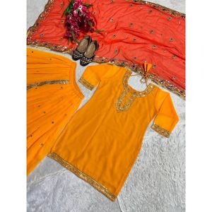 Conjunto de Ropa de Diseño Indio y Pakistaní para Fiesta, Top, Falda Dhoti y Dupatta - Product Image 2