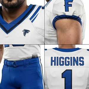 Camiseta de Fútbol Americano Personalizada Sublimada de los White Falcons, de Secado Rápido, Tejido de Malla Tricot, Ajuste Atlético, para el Día del Partido - Product Image 3