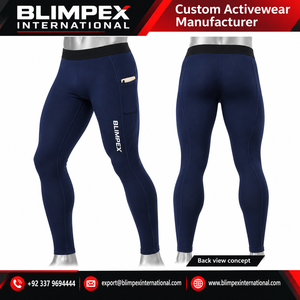 Leggings de Entrenamiento Personalizados para Hombre con Bolsillo Lateral para Teléfono, Leggings de Gimnasio de Longitud Completa, Marca Privada OEM, Directo de Fábrica, Blimpex INT - Product Image 3