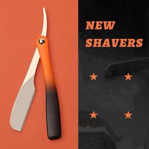 Folding Stainless Steel <b>Razor</b> With Plastic Handle For Face Shaving <b>Single</b> <b>Blade</b> Design Orange And Black Color - Product Image 5