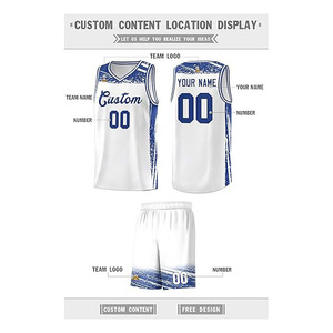 Custom Basketball Jersey Set White Blue Sublimated Print Breathable <b>Mesh</b> Tank Top Shorts Unisex Adult Team Uniform - Product Image 4
