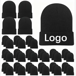Bonnet d'hiver en acrylique uni, bonnet tricoté avec revers, logo personnalisé, pour hommes et femmes - Product Image 5