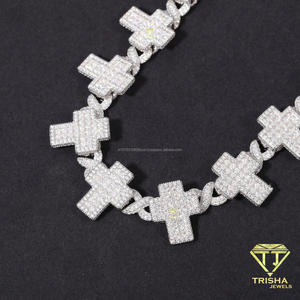 Collier en argent sterling 925 avec diamant moissanite et croix géométrique pour les détaillants de boutiques et les fournisseurs professionnels de bijoux - Product Image 4