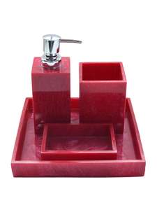 Ensemble de salle de bain en résine époxy 4 pièces, très demandé, pour la maison : distributeur de savon, porte-brosse à dents, plateau de vanité à prix abordable - Product Image 2