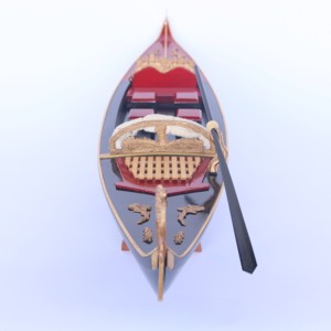 GONDOLA # 1 - MODELO DE BARCO TRADICIONAL ITALIANO DE MADERA PINTADO DE NEGRO - Product Image 5