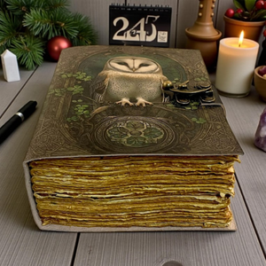 Diario de Cuero Personalizado con Estampado de Búho, Diario Hecho a Mano, Grimoire, Libro de Hechizos, Regalo de Brujería, 120 Páginas - Product Image 3