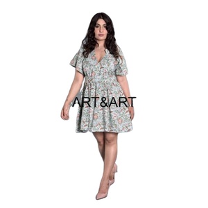 Alta calidad personalizado señoras elegante estampado 100% algodón mujeres Casual largo verano estampado Floral bloque algodón vestido nueva llegada fiesta - Product Image 1