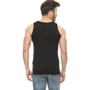 Men's <b>Black</b> Red Color Blocked <b>Tank</b> <b>Top</b> O-Neck Sleeveless Casual <b>Knitted</b> With Pocket - Product Image 2