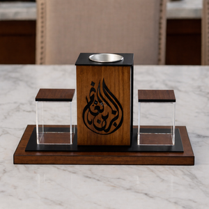 Brûleur à Bakhoor triangulaire en bois et nacre avec plateau en acrylique – Meilleure vente – Décoration de table élégante pour Ramadan et l'Aïd - Product Image 6