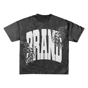 ผู้ผลิตเสื้อผ้า เสื้อยืดลำลองผ้าฝ้าย 100% พิมพ์ลายแบบรีดร้อน สีซีดแบบฟอกกรด กางเกงขาสั้น 2 ชิ้น สำหรับผู้ชาย - Product Image 3