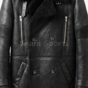 Vestes en cuir pour hommes, en cuir de mouton véritable vieilli, avec doublure en sherpa et fausse fourrure, design personnalisé - Product Image 3