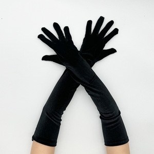 Guantes Largos de Invierno Azul Marino para Mujer, de Terciopelo, Elásticos, para Ópera, con Mangas Largas, Cálidos para Invierno, Navidad, Fiestas, Cosplay, Eventos Nocturnos - Product Image 5