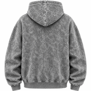 Cagoule à fermeture éclair intégrale surdimensionnée personnalisée pour homme, style streetwear, délavée à l'acide, hiver, 100% coton, polaire épaisse, écologique - Product Image 2