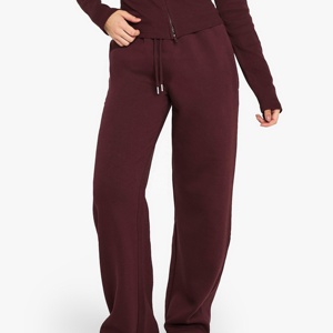 Custom Wide Leg Sweatpants <b>Women</b> Drawstring Elastic Waist Straight Fit Lounge Pants With Embroidered Flower Oem Wholesale - Product Image 4