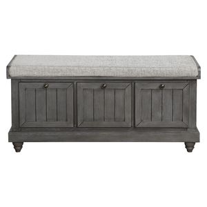 Panca contenitore in legno massello grigio scuro resistente con seduta imbottita in schiuma e coperchio ribaltabile, mobile per la casa - Product Image 3