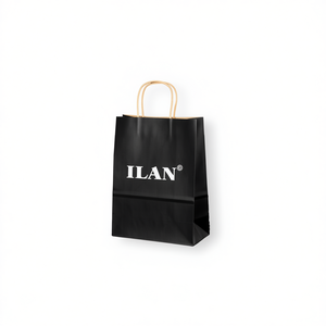 Borsa regalo ILAN 33,5x25x12 cm con manico in carta nera per regali - Product Image 1