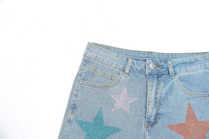 Shorts en jean personnalisés pour hommes et femmes, collection été 2026, streetwear brodé, hip-hop, haute qualité, impression frontale, broderie 3D - Product Image 6