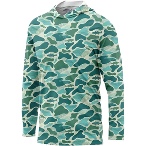 T-shirt de pêche personnalisé haute performance en tissu respirant, vêtement de pêche vierge anti-UV à manches longues avec capuche - Product Image 1