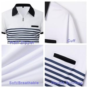 Men's Casual Striped Polo <b>Shirt</b> Summer Breathable Sublimation <b>Collar</b> <b>T</b> <b>Shirt</b> Stylish Lightweight Comfortable Fashion Polo Tee - Product Image 6