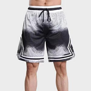Shorts de sport décontractés pour hommes en maille noire respirante, coupe ample, avec cordon de serrage et imprimé dégradé, pour la boxe et le basketball - Product Image 6