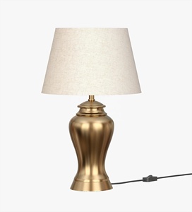 Regency Urn Metal Table <b>Lamp</b> with Linen Fabric Shade Antique Brass Finish Durable Construction Warm Ambient Lighting - Product Image 3