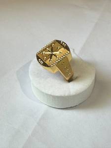 Anillo de latón chapado en oro al por mayor para hombre con patrón de estrella, joyería de moda llamativa, regalo para bodas y fiestas, producto hecho a mano a granel - Product Image 4