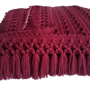 Vino Tinto de Burdeos de Primera Calidad |   Flecos de Encaje con Borlas y Cuentas de 8 cm - 3.15 Pulgadas, Venta al por Mayor, 5 yardas/lote - Product Image 1
