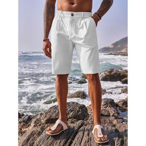 2025 hommes XXS plat avant Chino coton Shorts de Golf travail décontracté avec taille élastique Logo décoration plaine teint Cargo court - Product Image 2