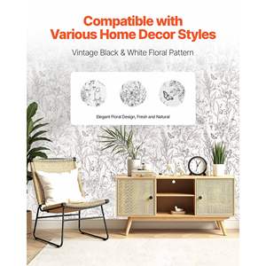 Blanc ligne Art botanique Floral auto-adhésif Peel Stick papier peint étanche vinyle rouleau facile à nettoyer pour chambre bureau - Product Image 2