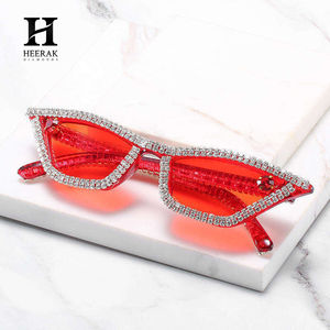 Luxury Full Rhinestone Cat Eye <b>Sunglasses</b> Women <b>Small</b> <b>Frame</b> Crystal Diamond Vintage Designer Shades - Product Image 5