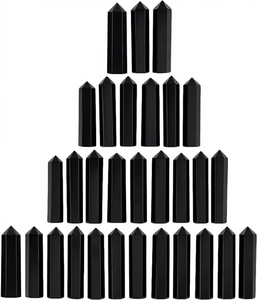 Escultura Rectangular de Obsidiana Negra Pulida de Primera Calidad, Artículo Coleccionable de Piedra Duradera, Gema para Manualidades, Ideal para Creación de Rejillas de Cristales - Product Image 3