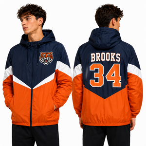 Chaqueta Cortavientos Personalizada para Hombre, con Logotipo Bordado de Wolfpack, Nombre y Número en la Espalda, con Capucha, Ropa de Equipo, Venta al Por Mayor, OEM - Product Image 1