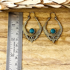 Nuevos Pendientes de Aro Boho en Forma de Lágrima, de Latón Tribal, para Mujer, con Acabado de Latón Antiguo y Filigrana Étnica, Venta al por Mayor/OEM/ODM - Product Image 3