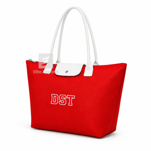 Custom Delta Sigma Theta Sorority Tote <b>bag</b> red and <b>White</b> Embroidered Logo Daily Use Large Capacity leather Tote <b>bag</b> for female - Product Image 2