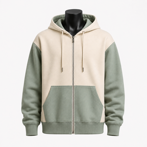 Custom Color Block Zip Up Hoodie <b>Men</b>’s Fleece Sweatshirt Hooded Jacket OEM ODM Wholesale Manufacturer Supplier - Product Image 1
