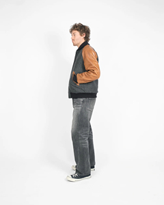 Best Selling Men's Winter Varsity Jacket with <b>Covered</b> <b>Buttons</b> Stand Collar Canvas Fabric-Waterproof & Thick - Product Image 6