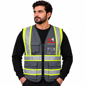 Gilet de sécurité haute visibilité réfléchissant Iron Mark, unisexe, vêtements de travail en coton, certifié CE, avec poches et logo imprimé - Product Image 1