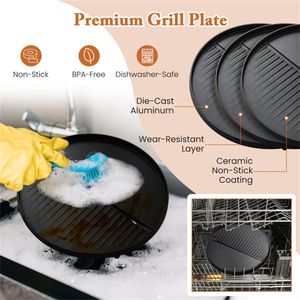 Griglia Elettrica BBQ Nera da 1200W, Portatile 2-in-1, da Terra e da Tavolo, Doppia Zona di Cottura per 6-10 Persone - Product Image 6
