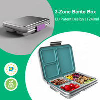 Stevige Bloesem RVS 3-delige 1240ml Lekvrije Luchtdichte BPA-vrije Vaatwasserbestendige Ecologische Verwarmbare Lunchbox