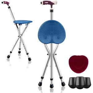 Aluminum Alloy Folding Seat Cane LED Light 5-Level Height Adjust Anti-Slip <b>Pads</b> Bonus <b>Cushion</b>/3 Foot <b>Pads</b> for 220lbs 220lbs - Product Image 1