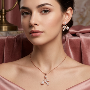 Ensemble collier et boucles d'oreilles élégants en argent sterling 925 avec perles et diamants pour femmes, bijoux de mariage et de fête - Product Image 6
