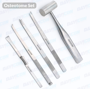 Kit d'osteotomes manuels de qualité médicale, ciseaux à os droits et courbés pour la chirurgie plastique et la chirurgie reconstructive |   Rhinoplastie - Product Image 4