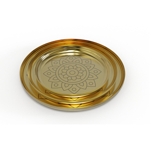 Round Metal <b>Decorative</b> <b>Plate</b> Solid Gold Color Polished Glam Design Dishes & <b>Plates</b> - Product Image 4